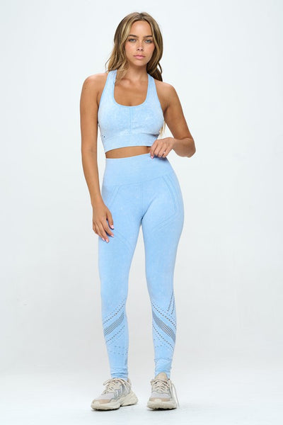 Seamless Two Piece Yoga mineral washed active set - Pikemla