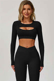 The Lavish Long Sleeve Cut-out Crop Top Leggings 2-Piece Set