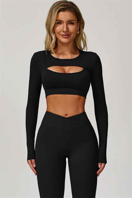 The Lavish Long Sleeve Cut-out Crop Top Leggings 2-Piece Set