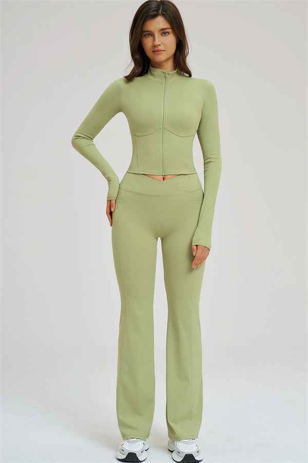 The Sizzle Zip Jacket Flared Leggings 2-Piece Set