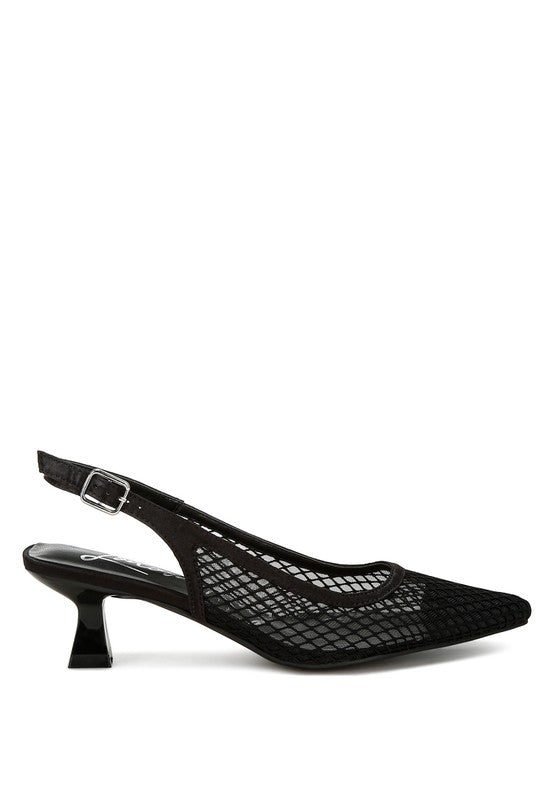 Kiev Mesh Pin Buckle Pointed Mules - Pikemla