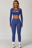 The Lavish Long Sleeve Cut-out Crop Top Leggings 2-Piece Set