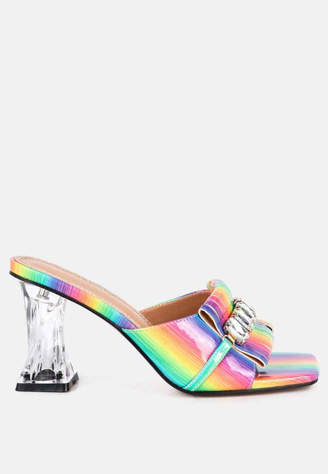 Deeba Diamante Embellishment Clear Spool Heel Sandals