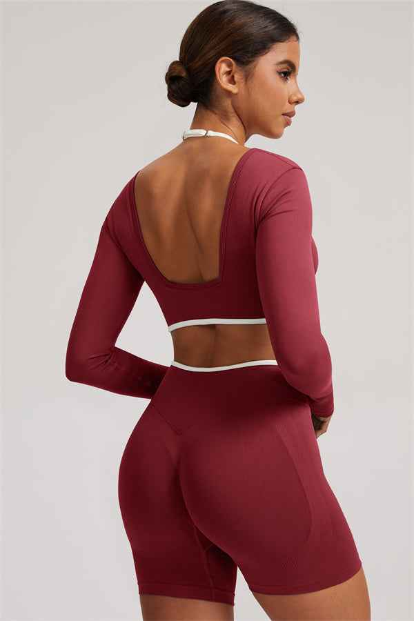 The Elevate Long Sleeve Crop top Shorts 2-Piece Set