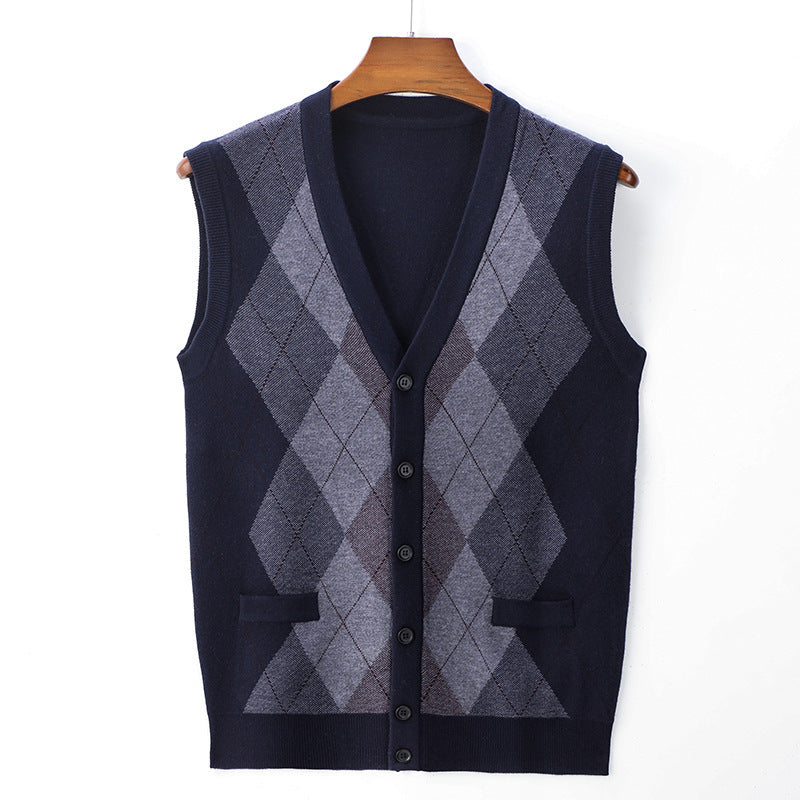 Men's Wool Vest Middle-aged Sleeveless