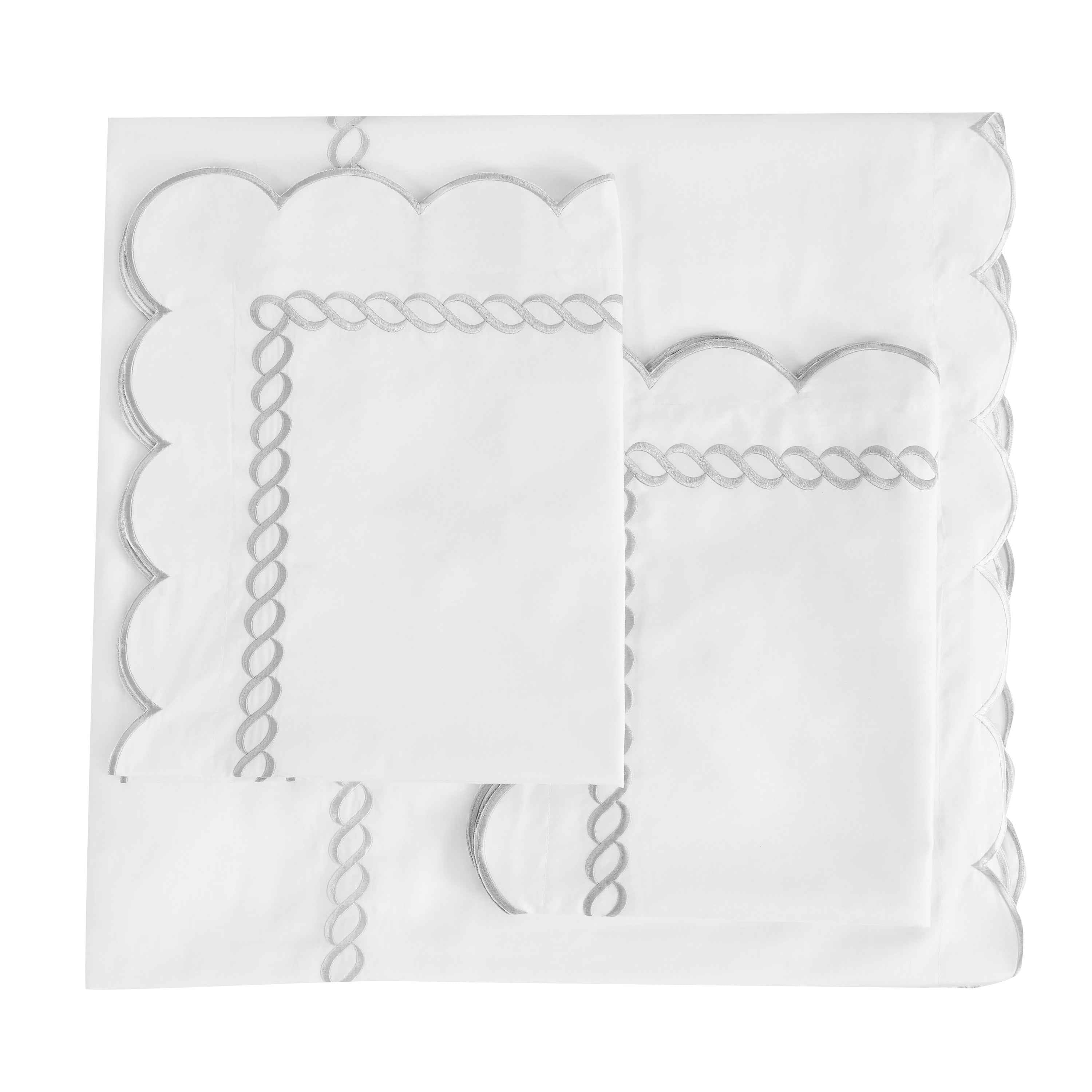 600 Thread Count Scallop Rope Embroidered Cotton Duvet Set