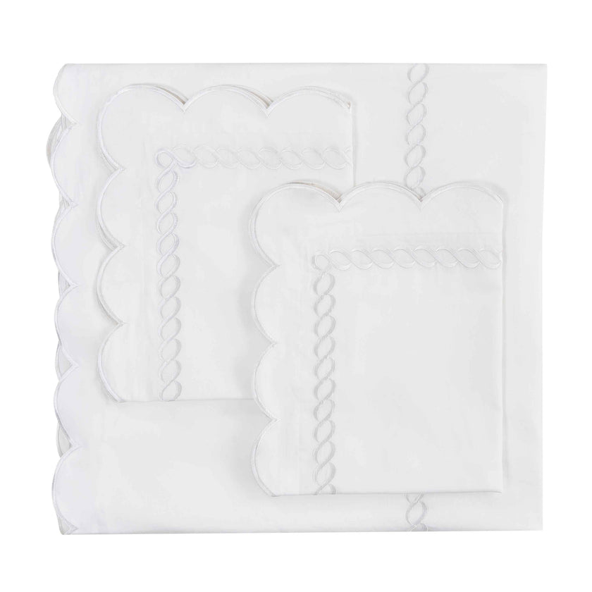 600 Thread Count Scallop Rope Embroidered Cotton Duvet Set