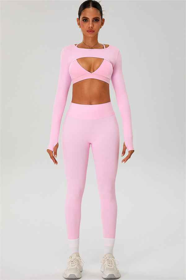 The Ember Sports Bra Crop Top Leggings 3-Piece Set