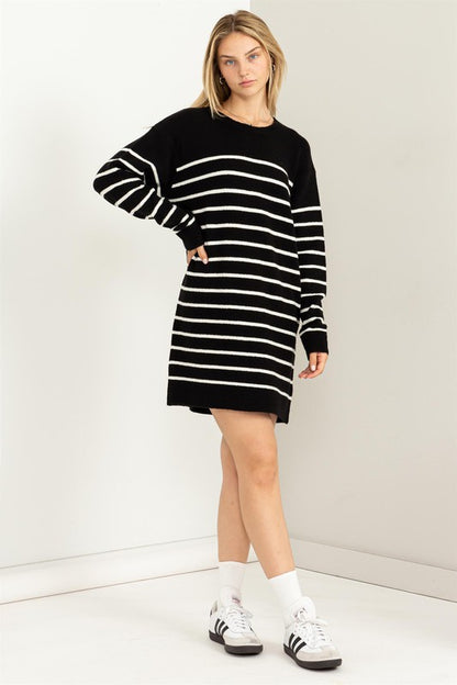 Casually Chic Striped Sweater Dress - Pikemla