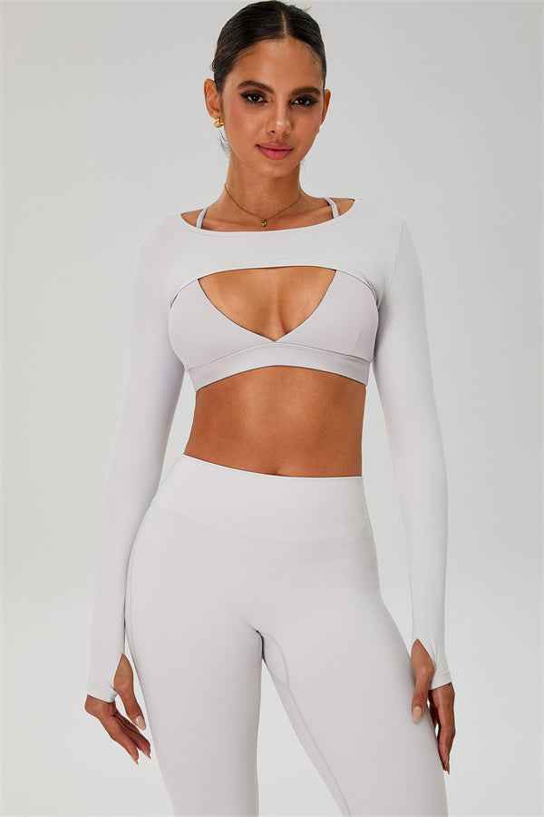 The Ember Sports Bra Crop Top Flared Leggings 3-Piece Set