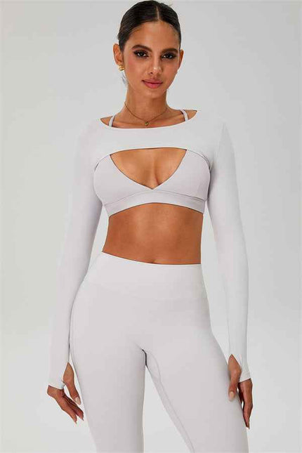 The Ember Sports Bra Crop Top Flared Leggings 3-Piece Set