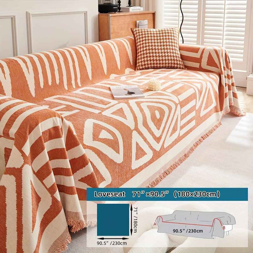 Bohemian-Style Chenille Fabric Extra Long Couch Cover Anti dog scratch