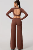 The Nestle Long Sleeve Crop Top Straight Leg Pants 2-Piece Set