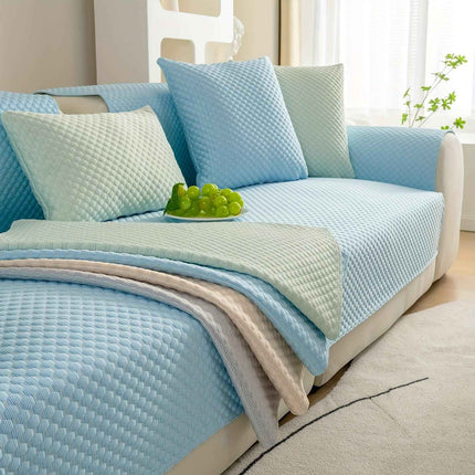 Breathable Ice Silk Light Gray Couch Cover - Cooling & Anti-Scratch