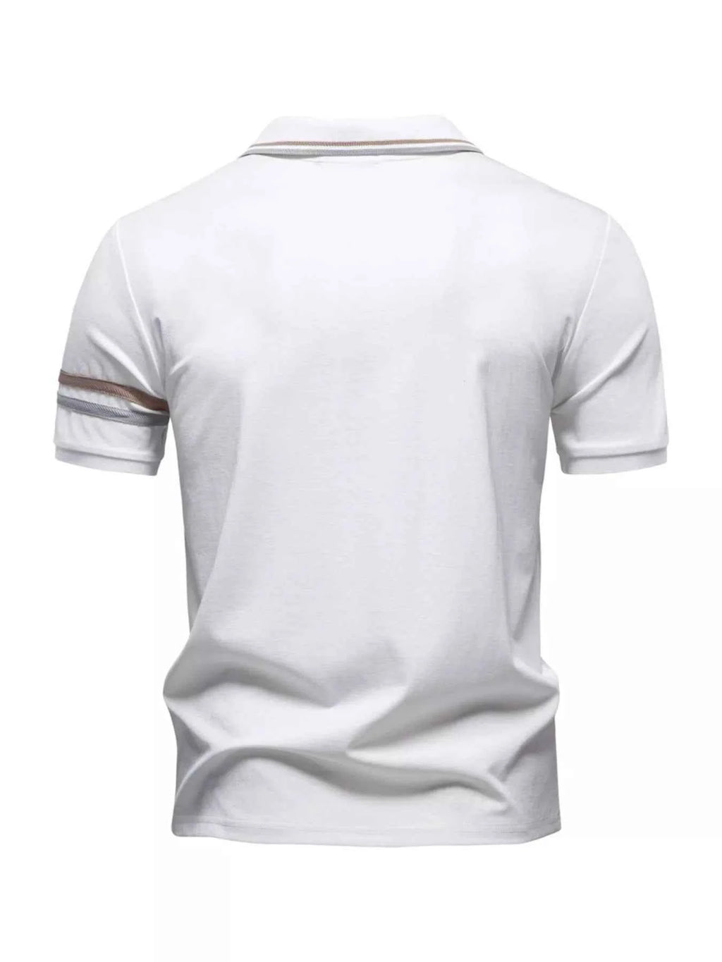 Men's Zippered Collar Polo with Striped