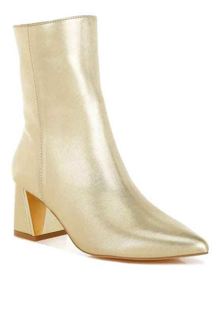 Kaira Metallic Accent Heel High Ankle Boots