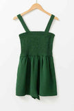 Solid Smocked Sleeveless Pocketed Romper