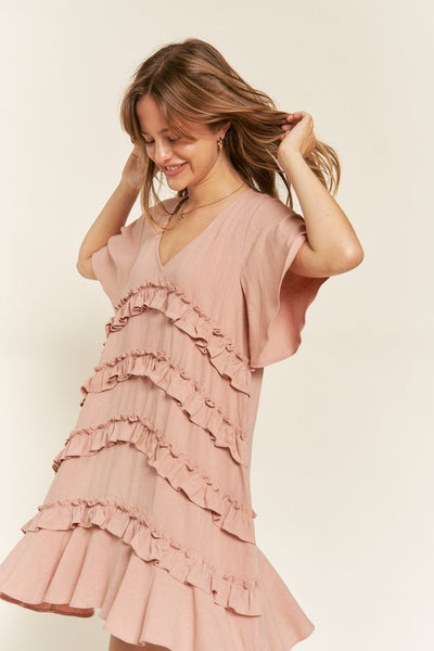 TIERED RUFFLE MINI DRESS - Pikemla