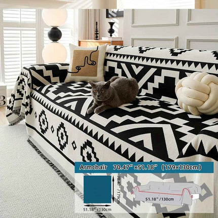 Boho-Chic All-Season Sofa Cover | Light Gray & Pet Proof Couch Cover