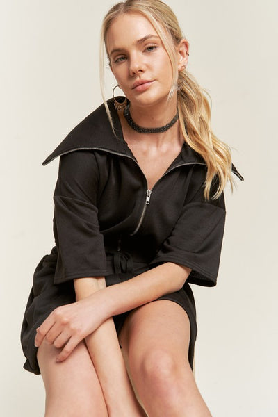 TERRY ZIP FRONT ROMPER - Pikemla