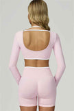 The Prime Line Long Sleeve Crop Top Shorts 2-Piece Set