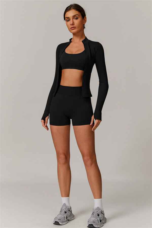 The Nova Luxe Jacket Sports Bra Shorts 3-Piece Set
