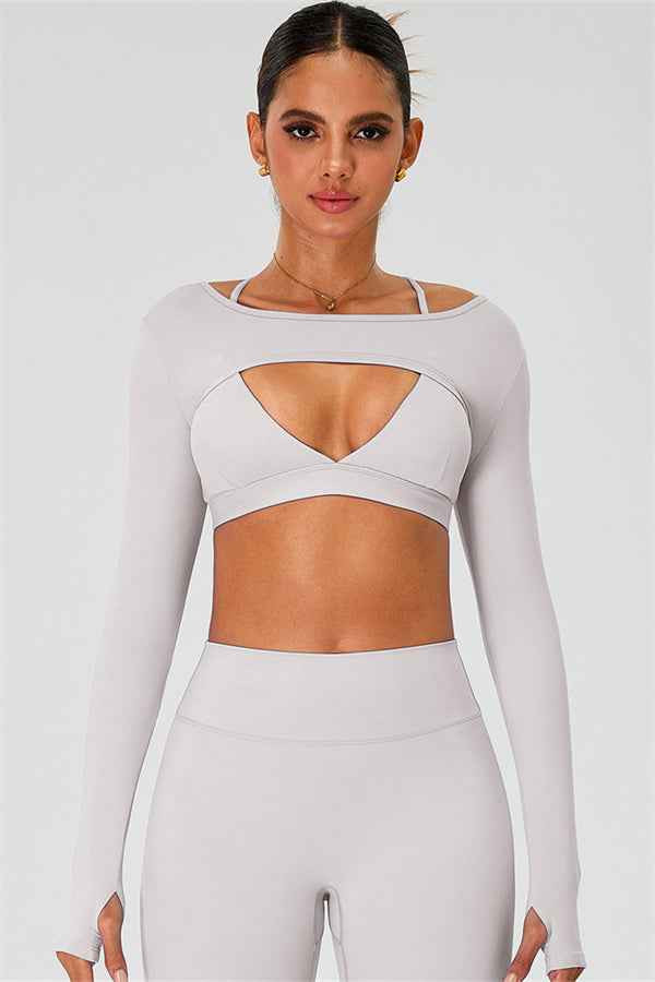 The Ember Sports Bra Crop Top Flared Leggings 3-Piece Set