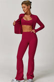 The Refresh Jacket Sports Bra Flared Leggings 3-Piece Set