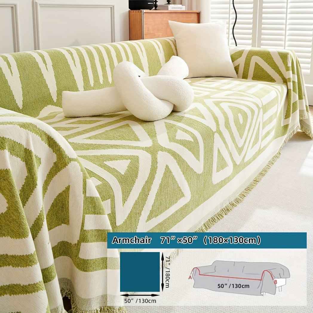 Bohemian-Style Chenille Fabric Extra Long Couch Cover Anti dog scratch