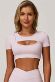 The Lavish Cut-out Crop Top Flared Leggings 2-Piece Set
