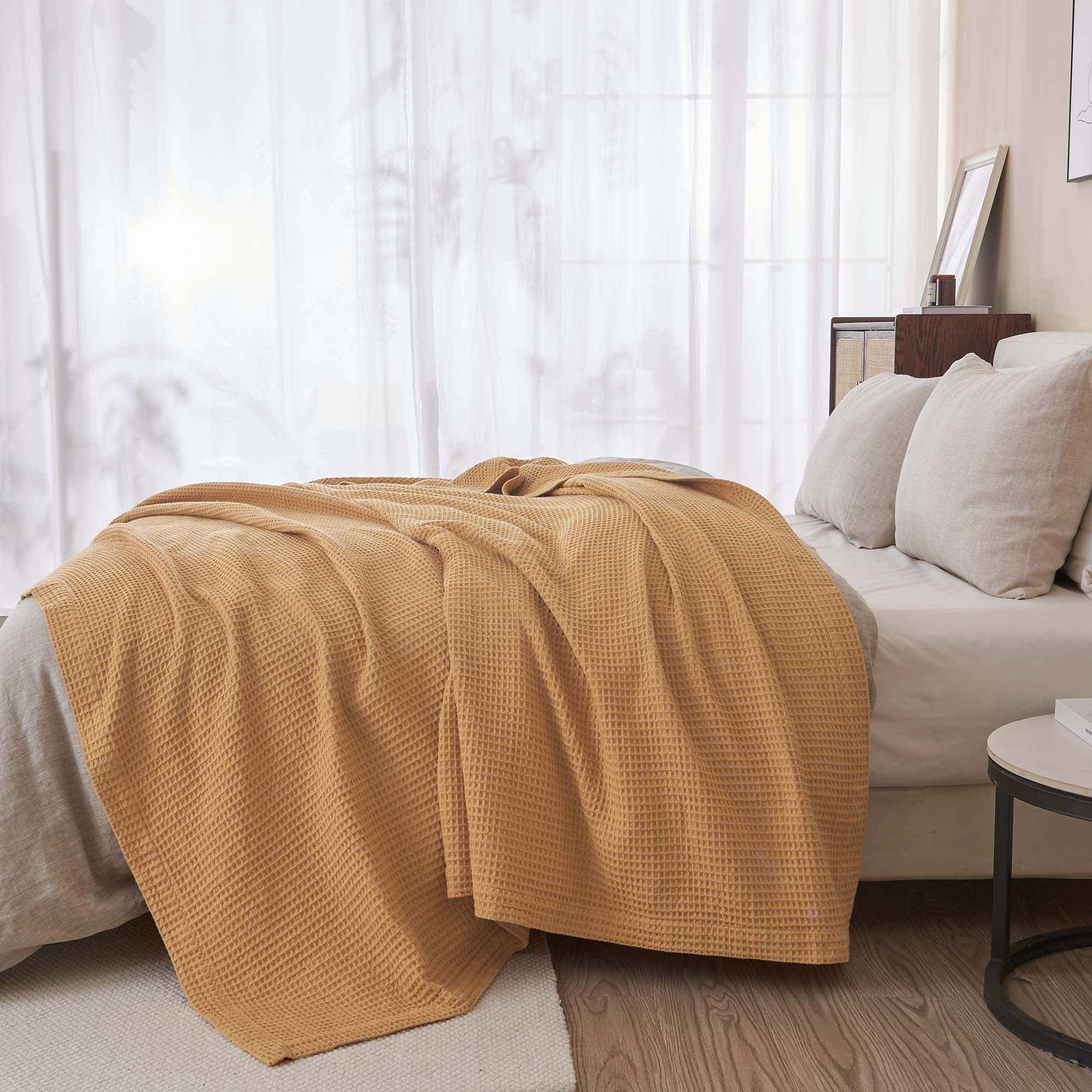 100% Cotton Waffle Weave Blanket - Mikala Collection