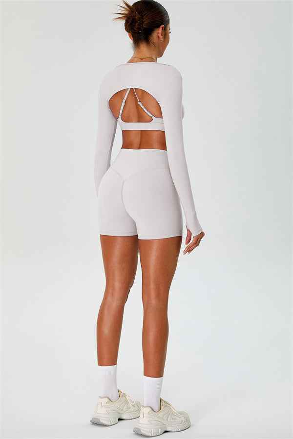 The Ember Sports Bra Crop Top Shorts 3-Piece Set