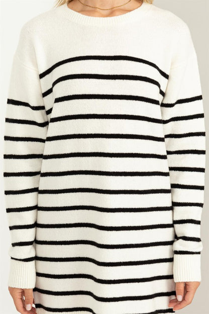 Casually Chic Striped Sweater Dress - Pikemla