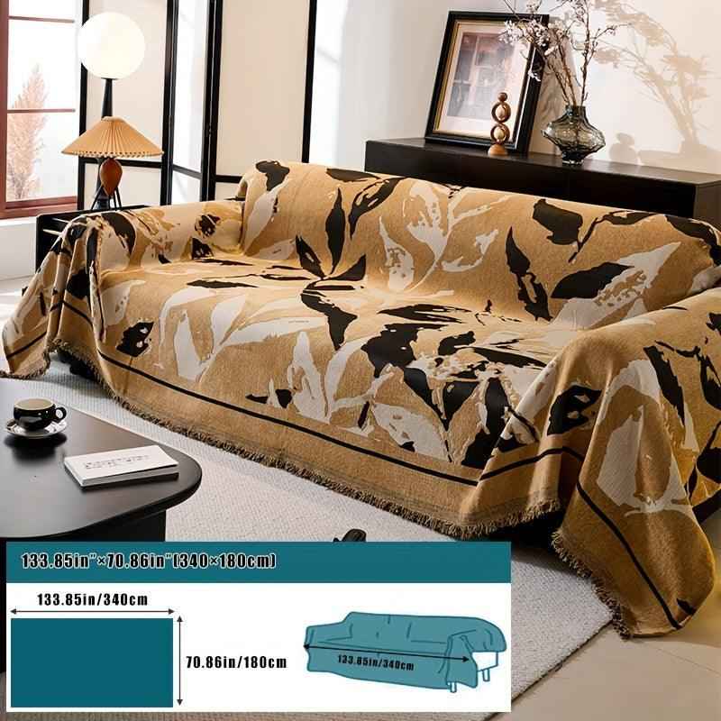 Premium Chenille Fabric Dark Green Couch Cover - All-Season Protector