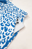 White Leopard Elastic Waist Lace up Contrast Trim Casual Shorts - Pikemla
