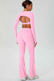 The Ember Sports Bra Crop Top Flared Leggings 3-Piece Set