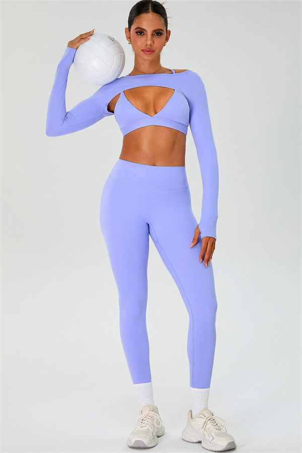 The Ember Sports Bra Crop Top Leggings 3-Piece Set