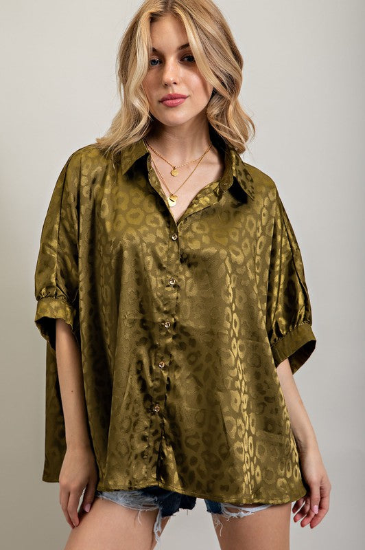 Satin Button Down Top - Pikemla