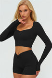The Lushness Long Sleeve Crop top Shorts 2-Piece Set