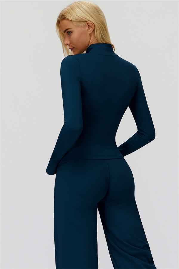 The FemmeFit Zip Jacket Straight Leg Pants 2-Piece Set