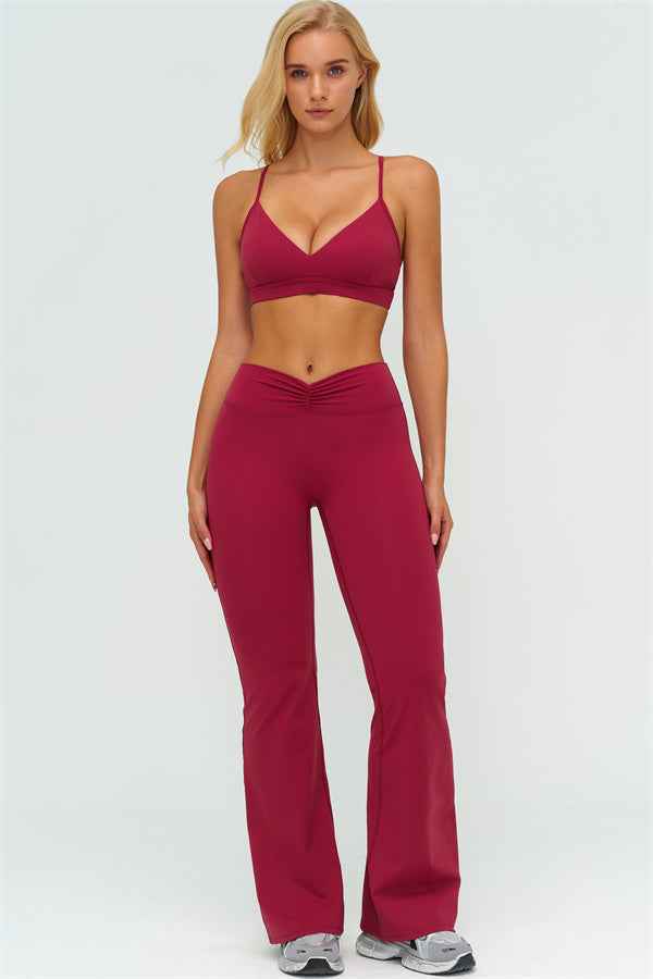 The Lushness Y-Back Sports Bra Flared Leggings 2-Piece Set