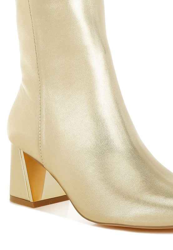 Kaira Metallic Accent Heel High Ankle Boots