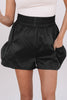 Black Elastic High Waist Pocketed Casual Shorts - Pikemla