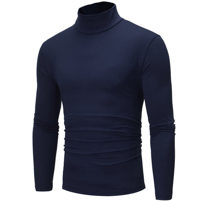 Young Men High Neck Thin Color Slim-fit Fashion Long Sleeves