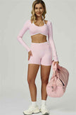 The Prime Line Long Sleeve Crop Top Shorts 2-Piece Set