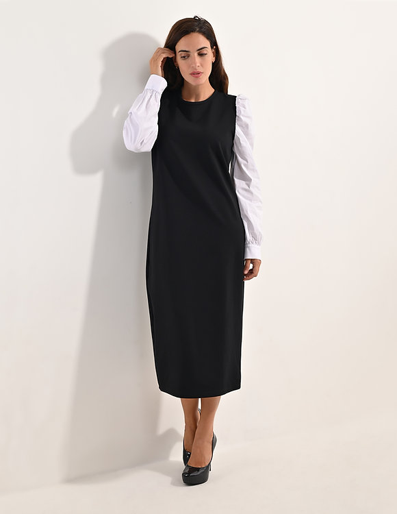 Bubbled Long Sleeve Knee Length Dress
