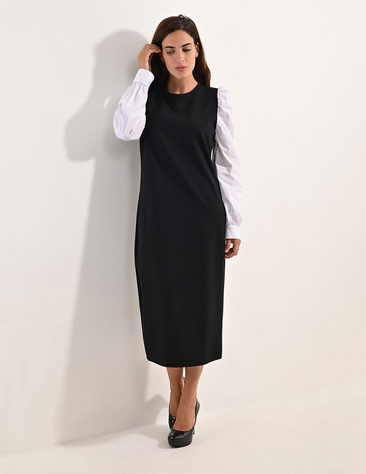 Bubbled Long Sleeve Knee Length Dress
