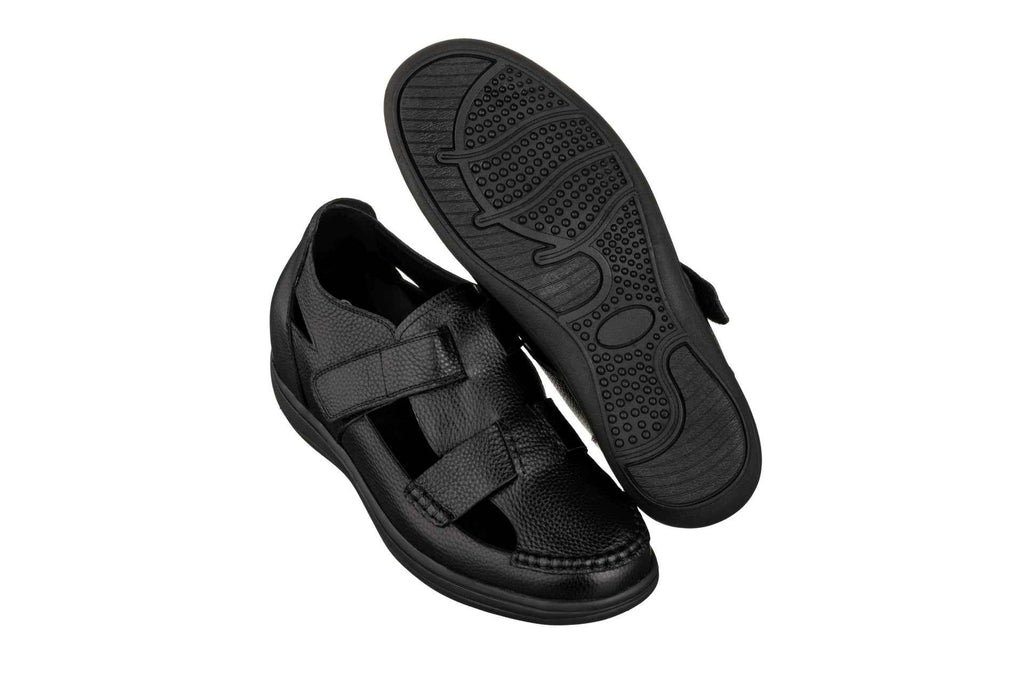 CALTO - K2661 - 3.2 Inches Taller (Black) - Casual Fisherman Sandal