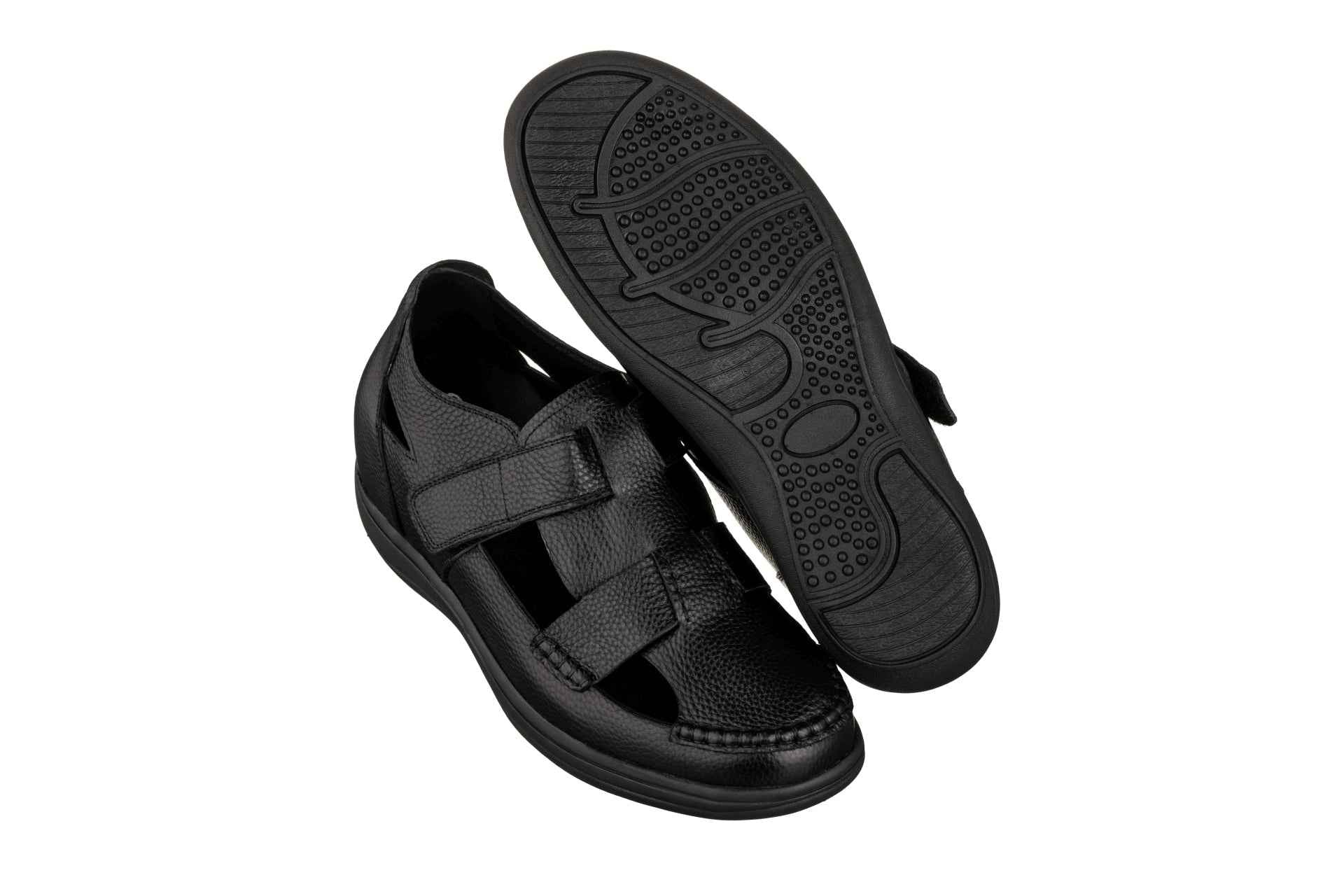CALTO - K2661 - 3.2 Inches Taller (Black) - Casual Fisherman Sandal