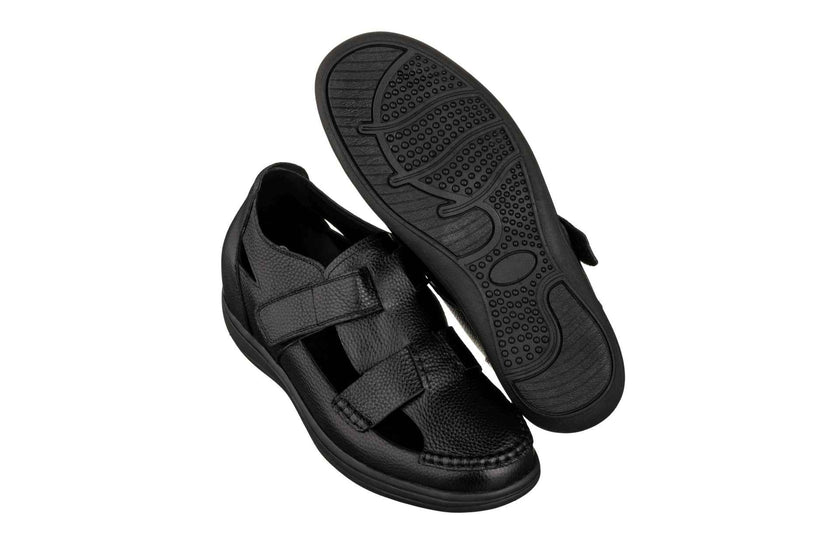 CALTO - K2661 - 3.2 Inches Taller (Black) - Casual Fisherman Sandal